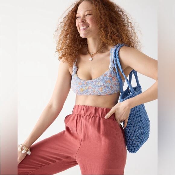 J.CREW Scrunchie Knotted Scoopneck Bikini Top in Afternoon Floral size 2X NEW - Picture 5 of 12